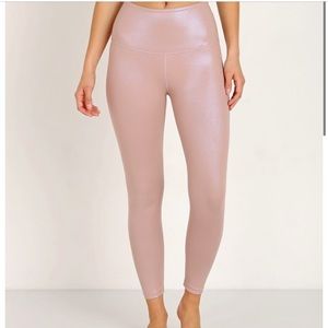Gently worn! Beyond Yoga Pearlized High Waisted Midi Legging Brazen Blush in M